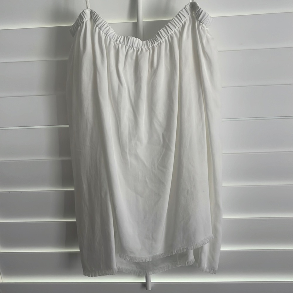 Bella Dahl smocked off the shoulder long sleeve tensel top small